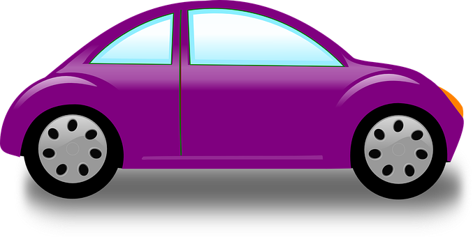 Purple Cartoon Car Side View PNG Image