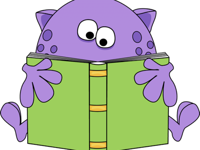 Purple Cartoon Cat Reading Book PNG Image