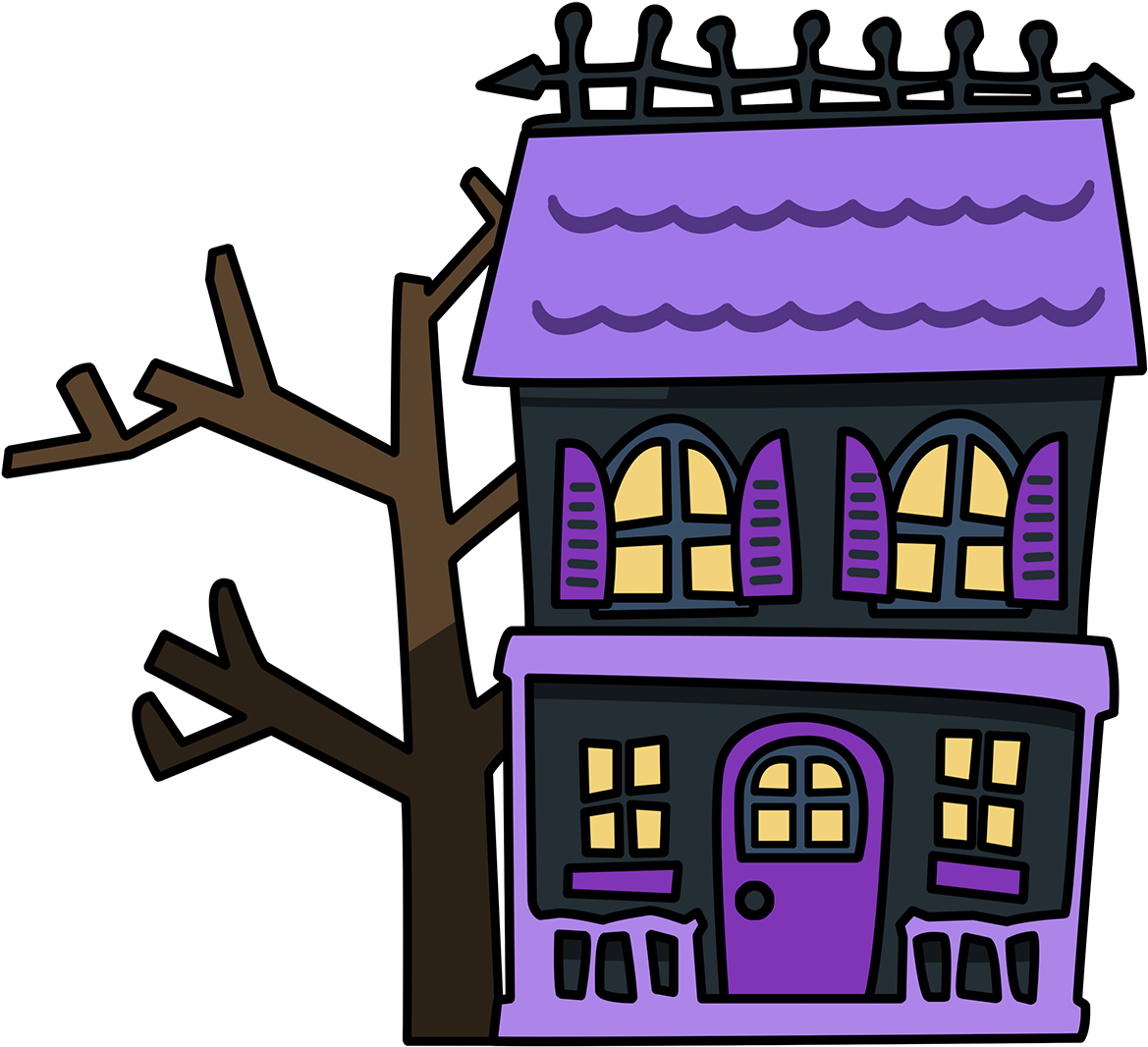 Purple Cartoon House Clipart PNG Image