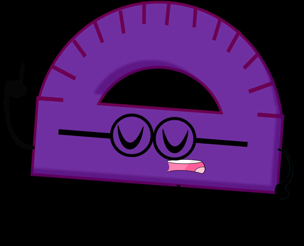 Purple Cartoon Protractor Character PNG Image