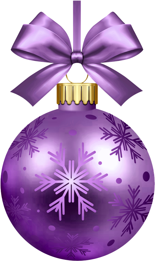 Purple Christmas Ornamentwith Snowflakesand Bow PNG Image