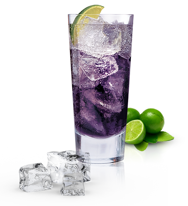 Purple Cocktailwith Lime Garnish PNG Image