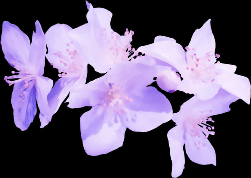 Purple Floral Artwork PNG Image