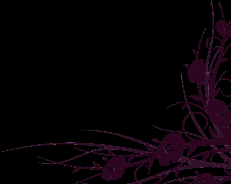 Purple Floral Corner Design PNG Image