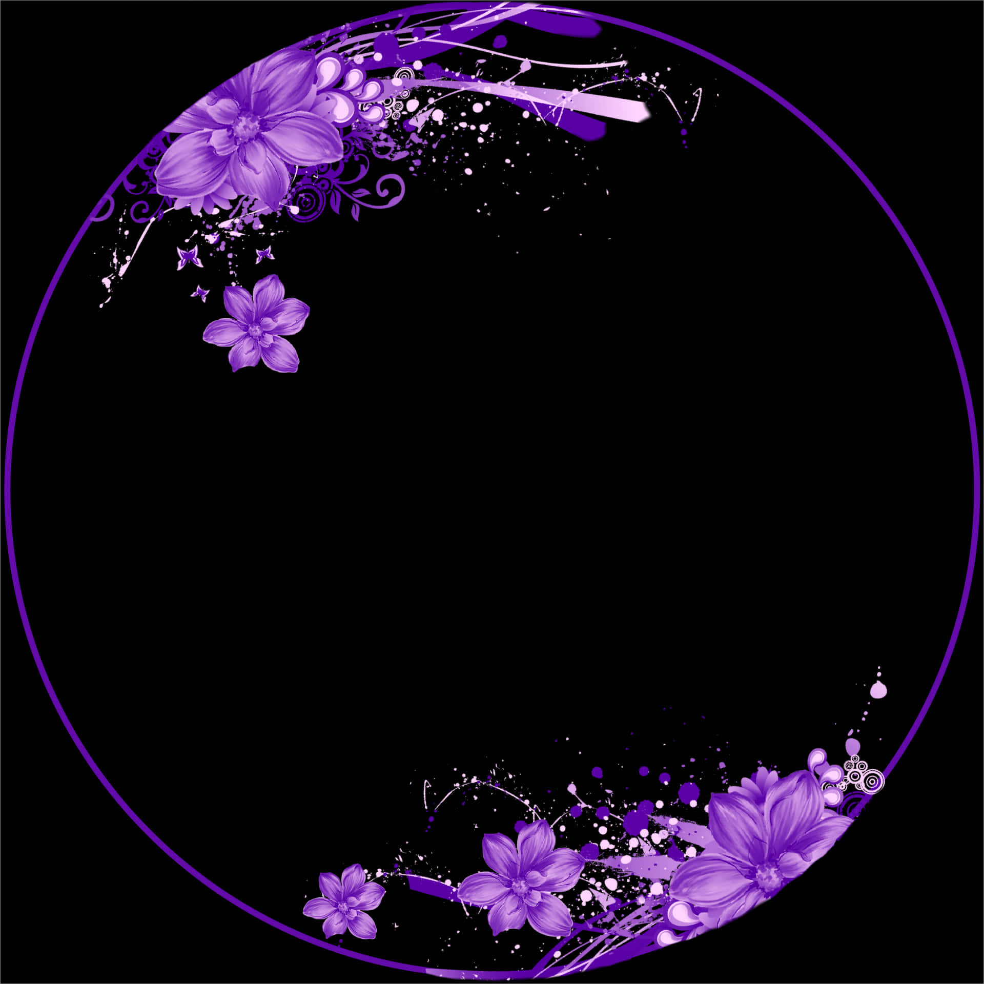 Purple Floral Decorative Circle Frame PNG Image