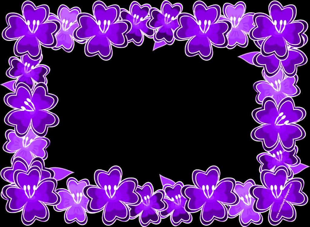 Purple Floral Frame Design PNG Image