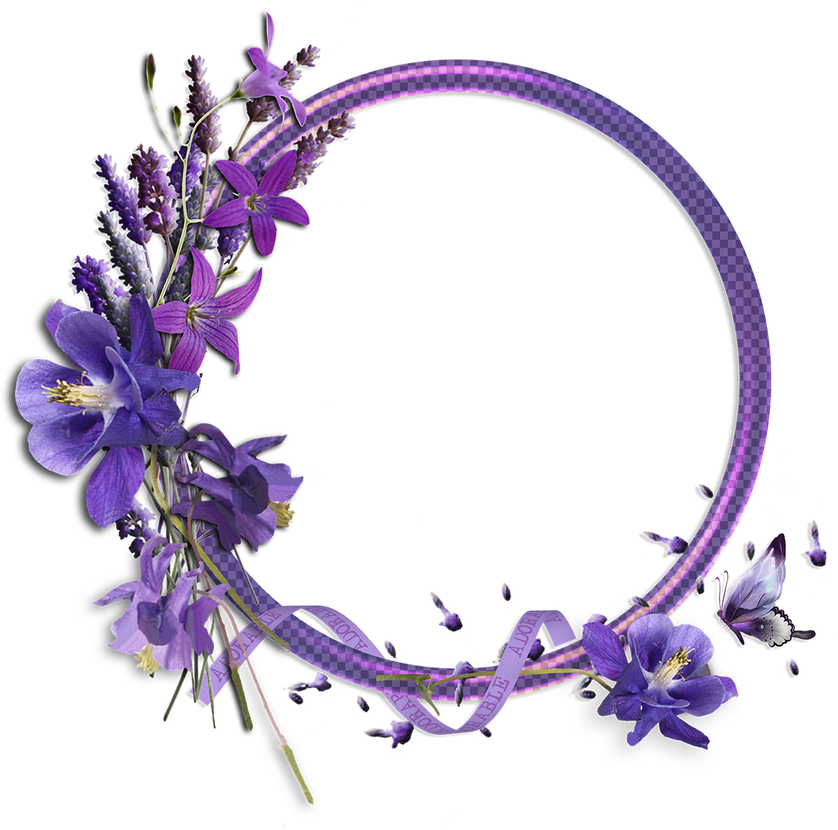 Purple_ Floral_ Frame_ Design.png PNG Image