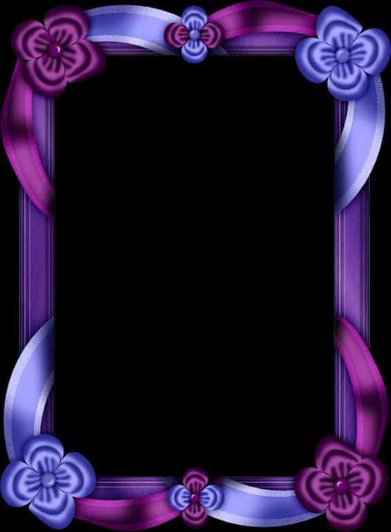 Purple Floral Photo Frame Design PNG Image