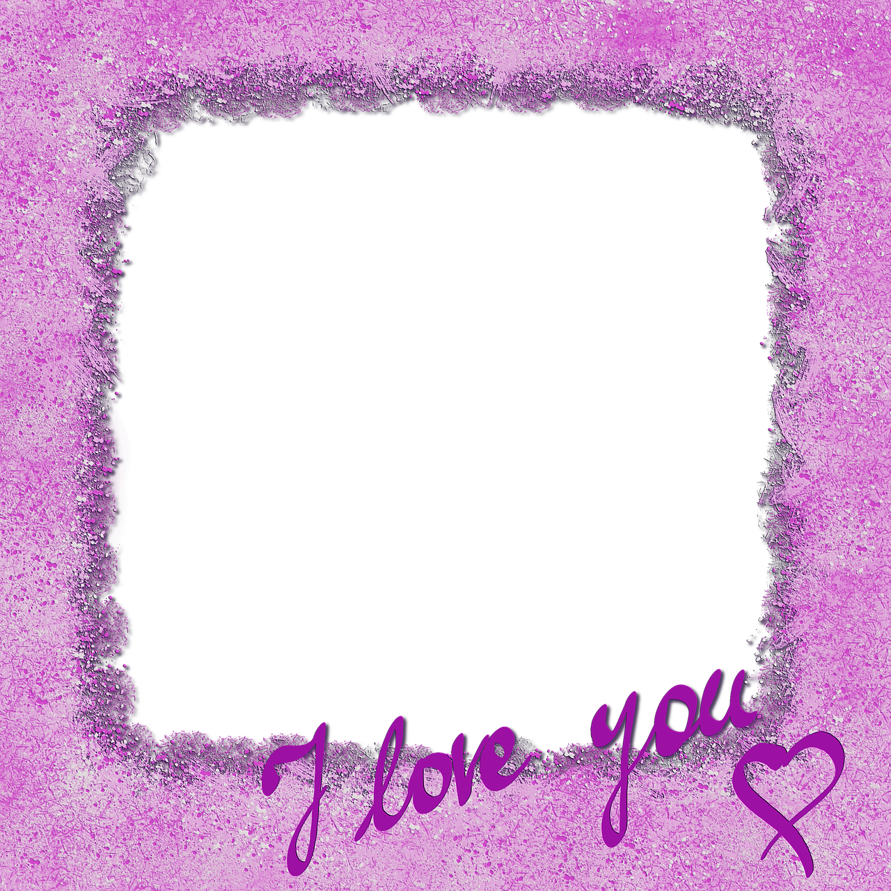 Purple Glitter Love Photo Frame PNG Image