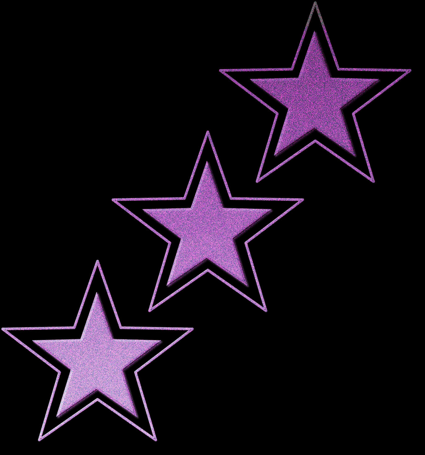 Purple Glitter Stars Black Background PNG Image