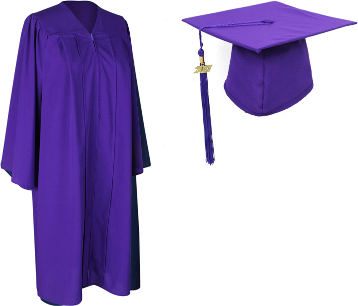 Purple Graduation Capand Gown PNG Image