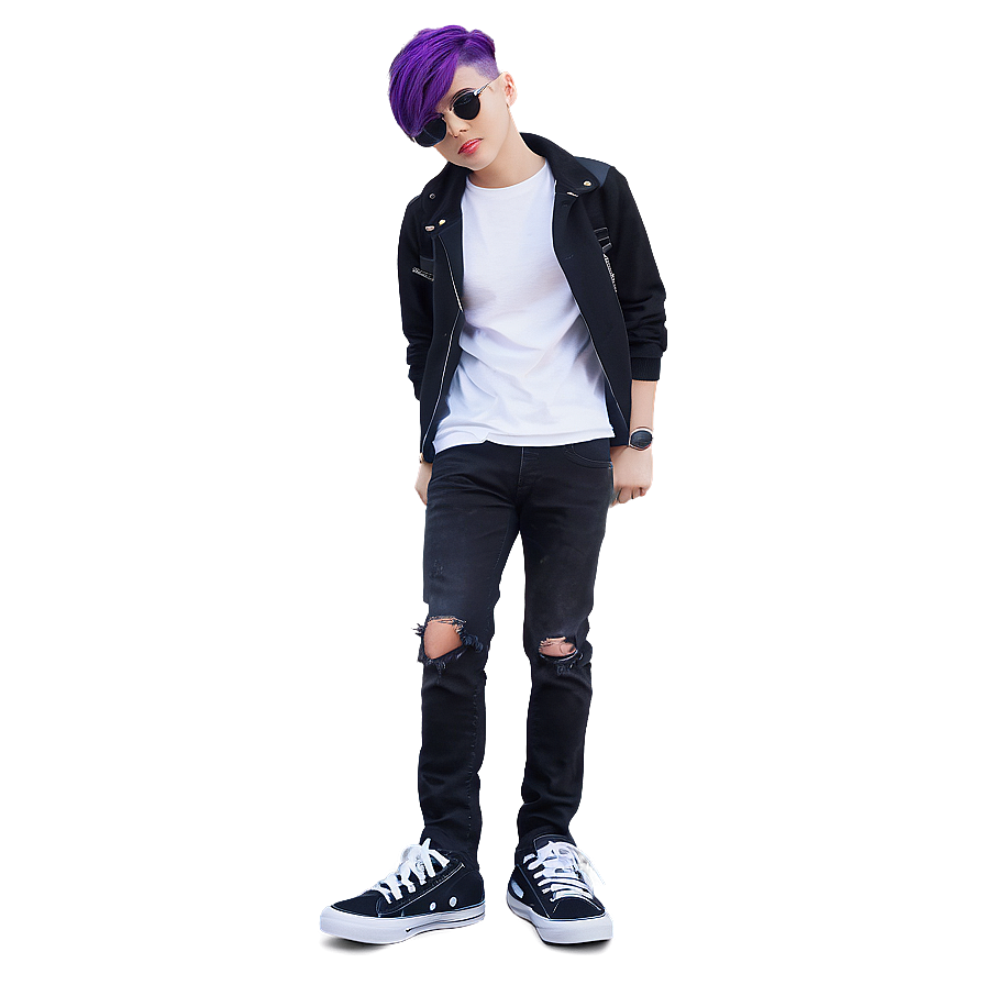 Purple Hair Emo Teen Character Png 8 PNG Image