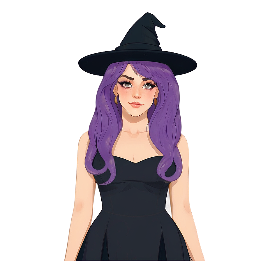 Purple Hair Witch Character Design Png Agr PNG Image