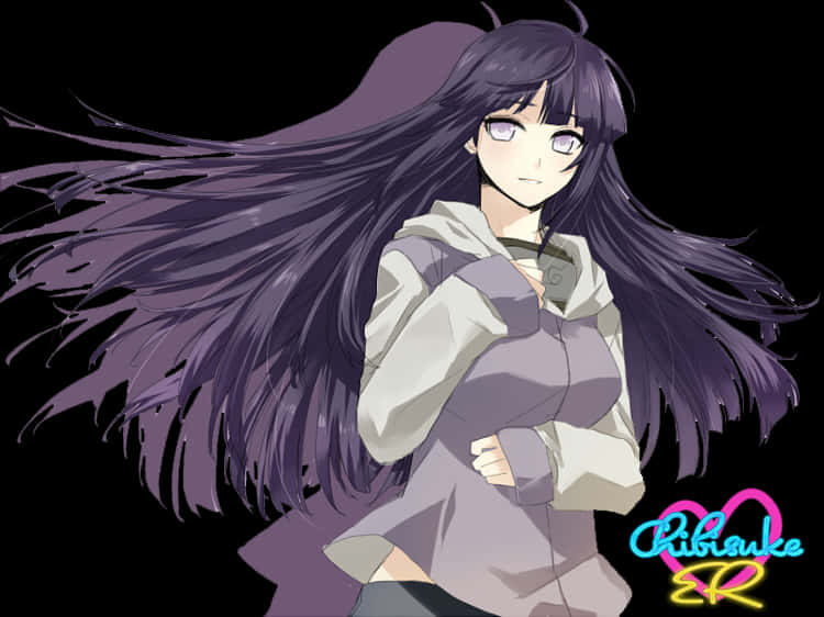 Purple Haired Anime Character PNG Image