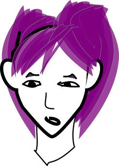 Purple Haired Vector Portrait PNG Image