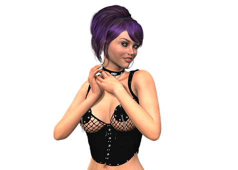 Purple Haired3 D Character Portrait PNG Image