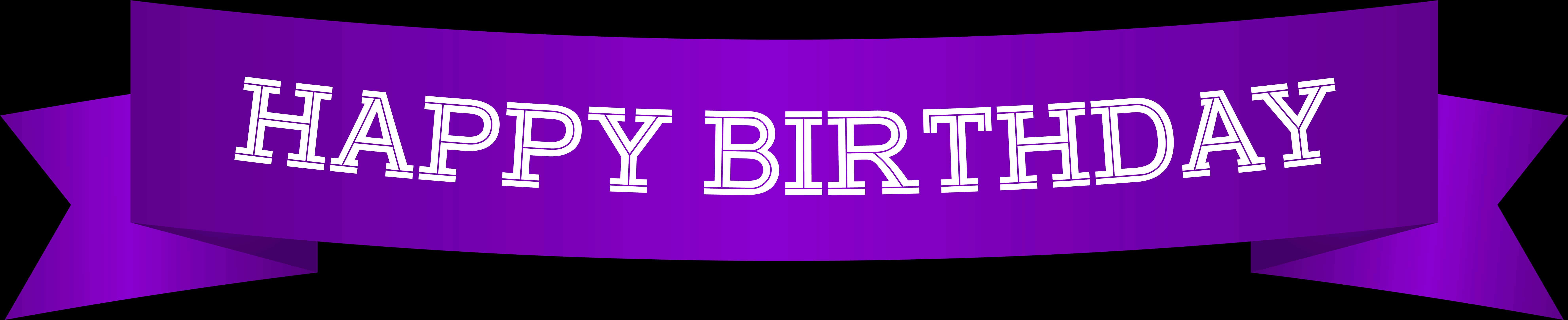 Purple Happy Birthday Banner PNG Image