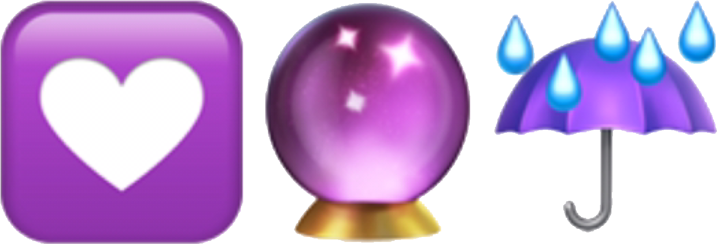 Purple Heart Crystal Ball Umbrella Emoji PNG Image