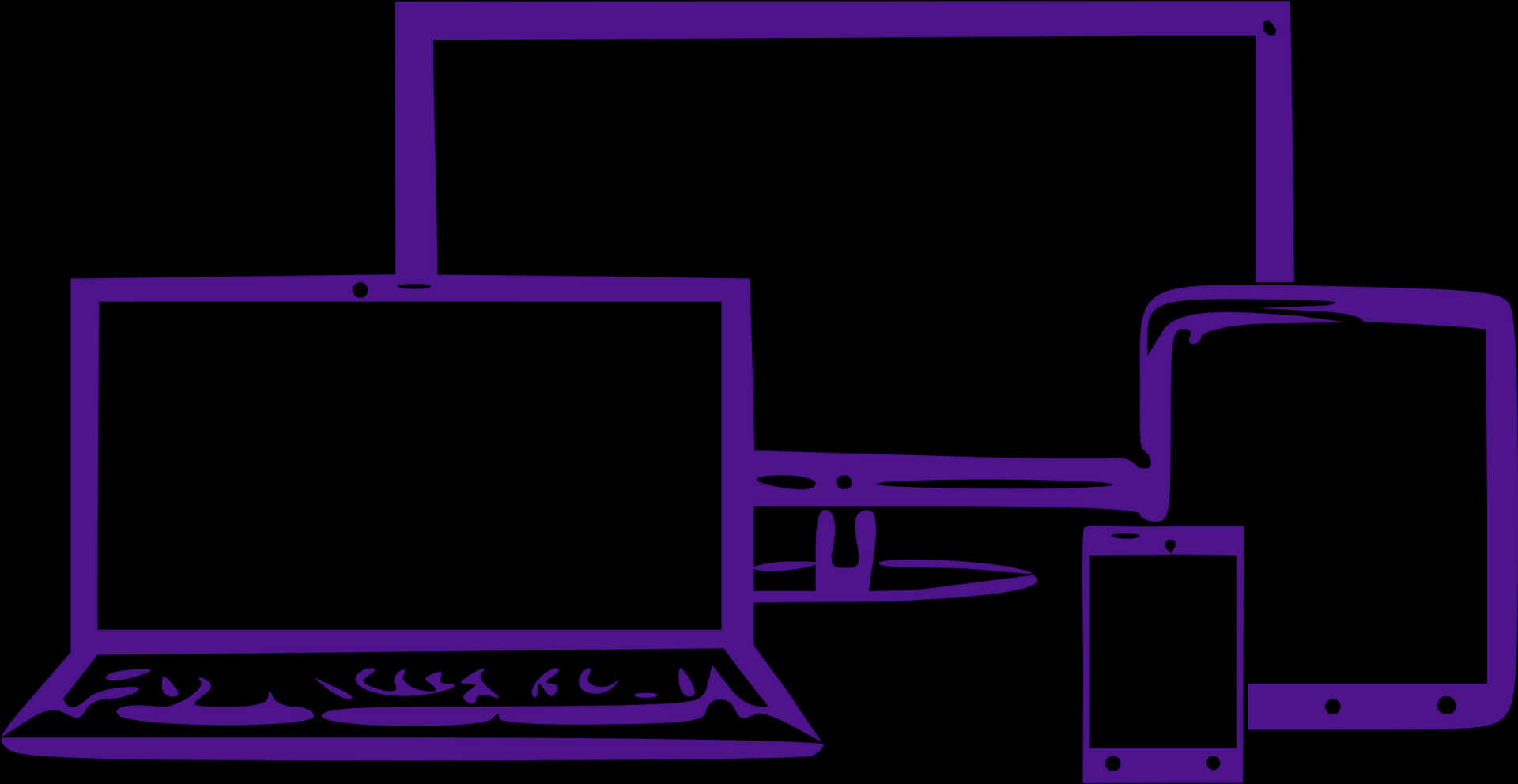 Purple Laptopand Devices Vector PNG Image