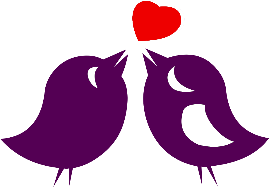 Purple Love Birds Vector PNG Image