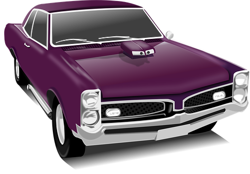 Purple Muscle Car Illustration PNG Image