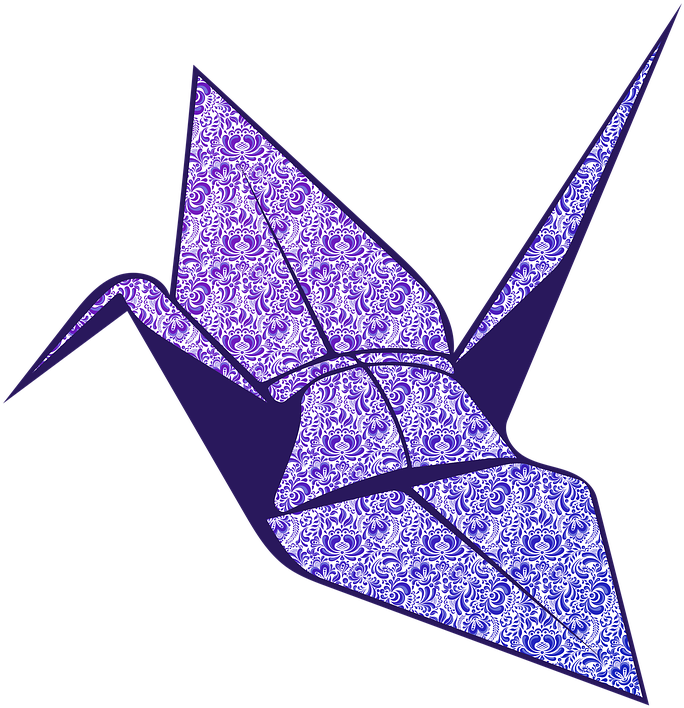 Purple Patterned Origami Crane PNG Image