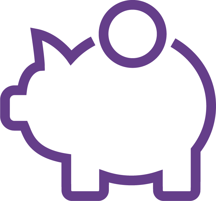 Purple Piggy Bank Icon PNG Image