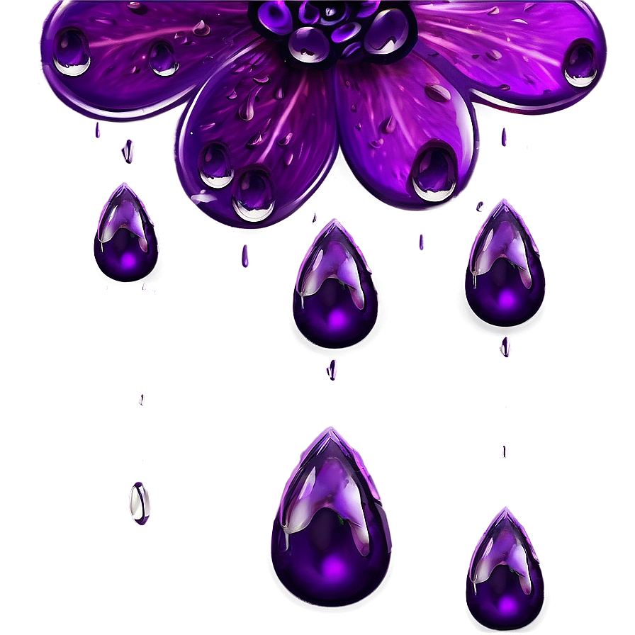 Purple Raindrops On Petals Png Kan73 PNG Image