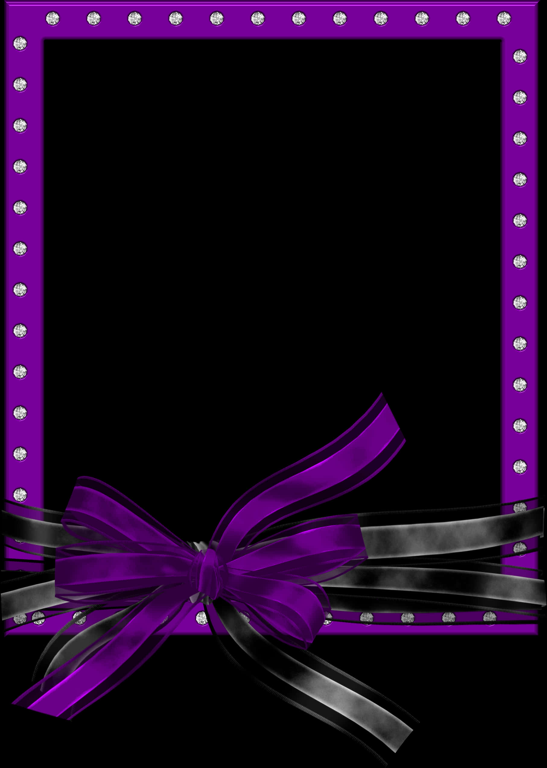 Purple Ribbon Frame Template PNG Image