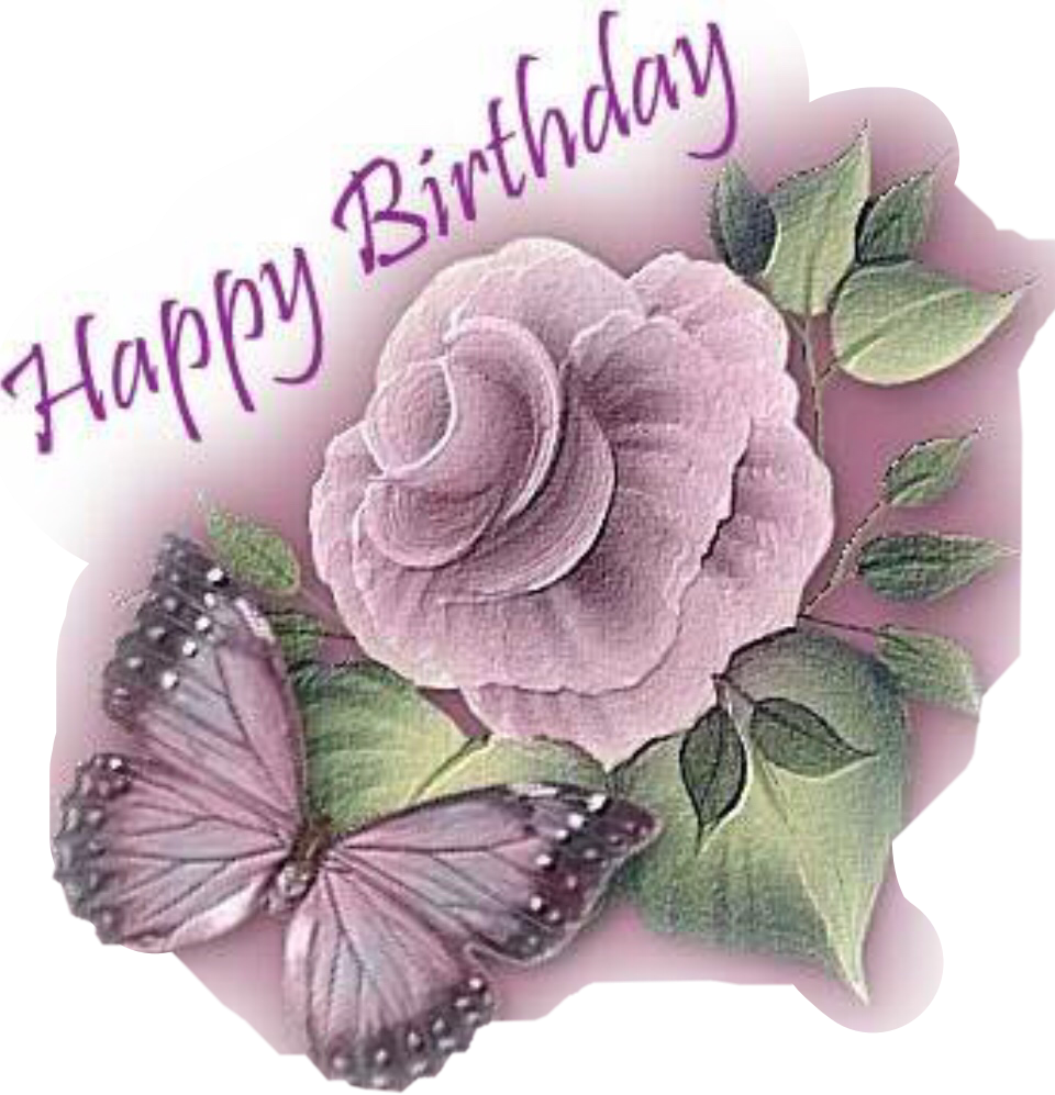 Purple Rose Birthday Greeting PNG Image