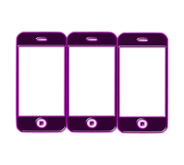 Purple Smartphones Black Background PNG Image