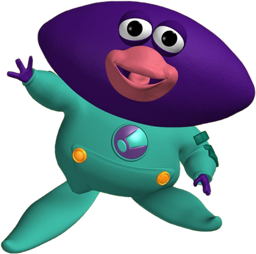 Purple Spaced Alien Cartoon Character PNG Image