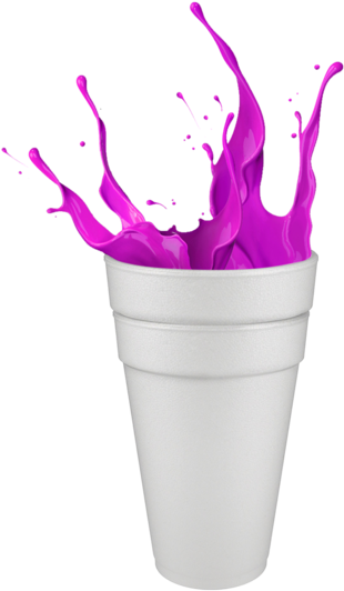 Purple Splashin Styrofoam Cup PNG Image