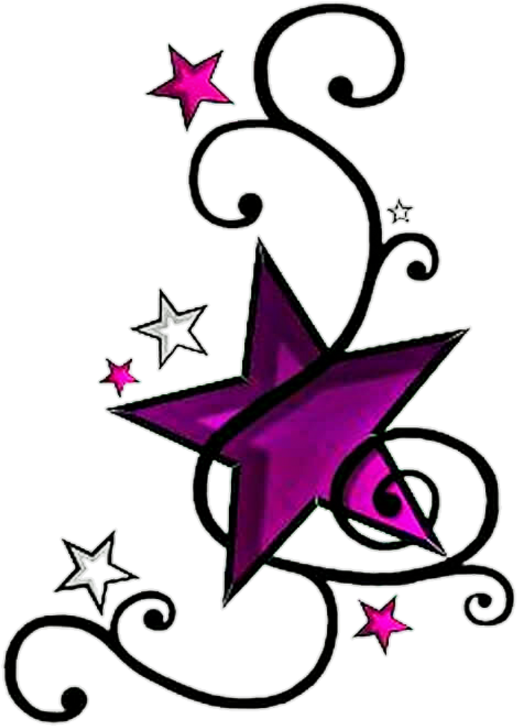 Purple Star Tattoo Design PNG Image