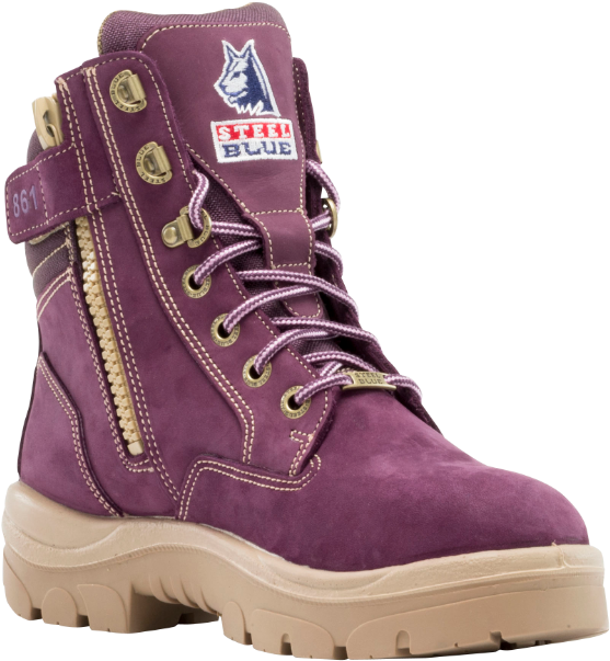 Purple Steel Blue Work Boot PNG Image