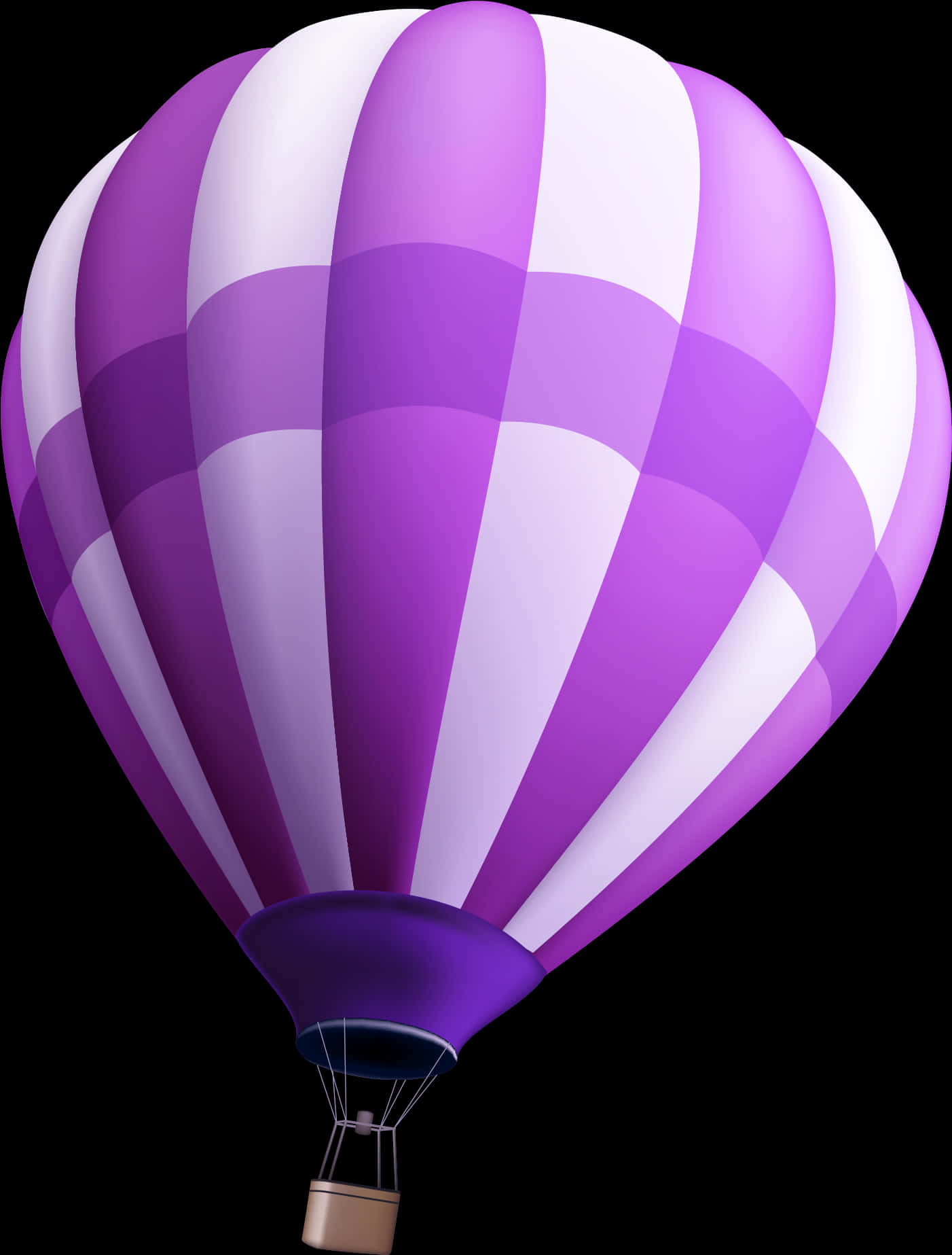 Purple Striped Hot Air Balloon PNG Image