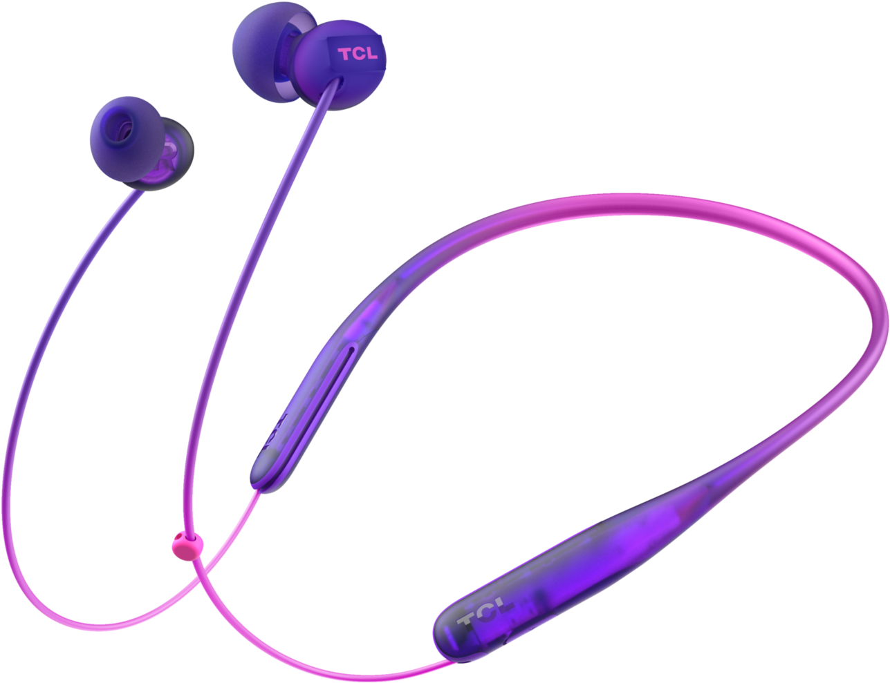 Purple Wireless Earphones T C L Brand PNG Image