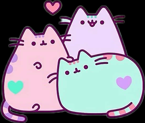 Pusheen_ Cat_ Family_ Love PNG Image