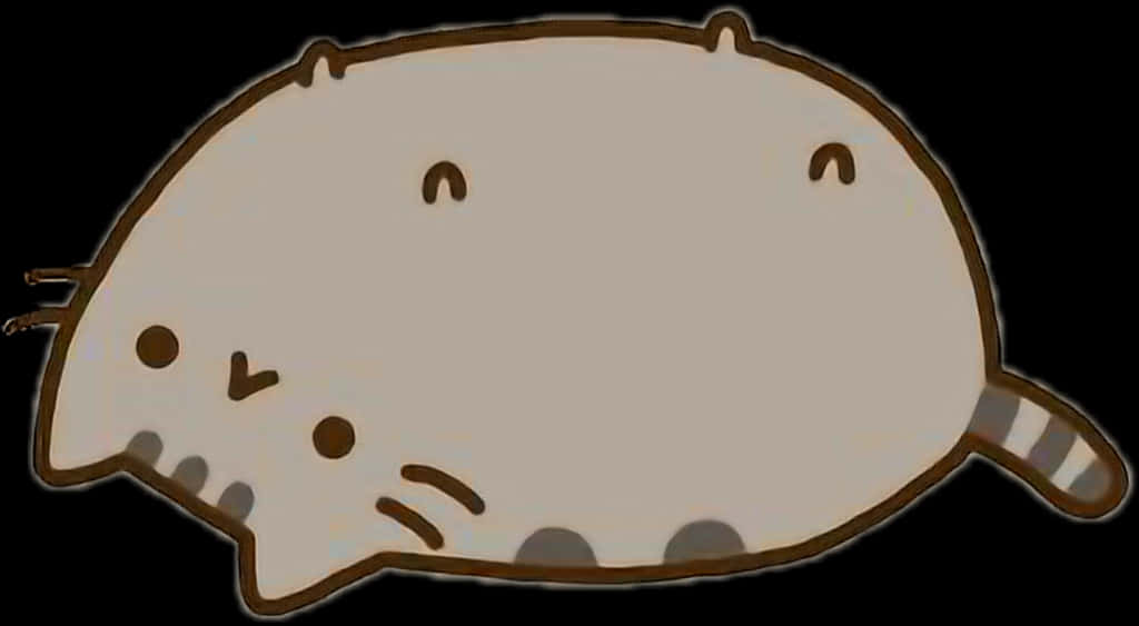 Pusheen_ Cat_ Lying_ Down PNG Image