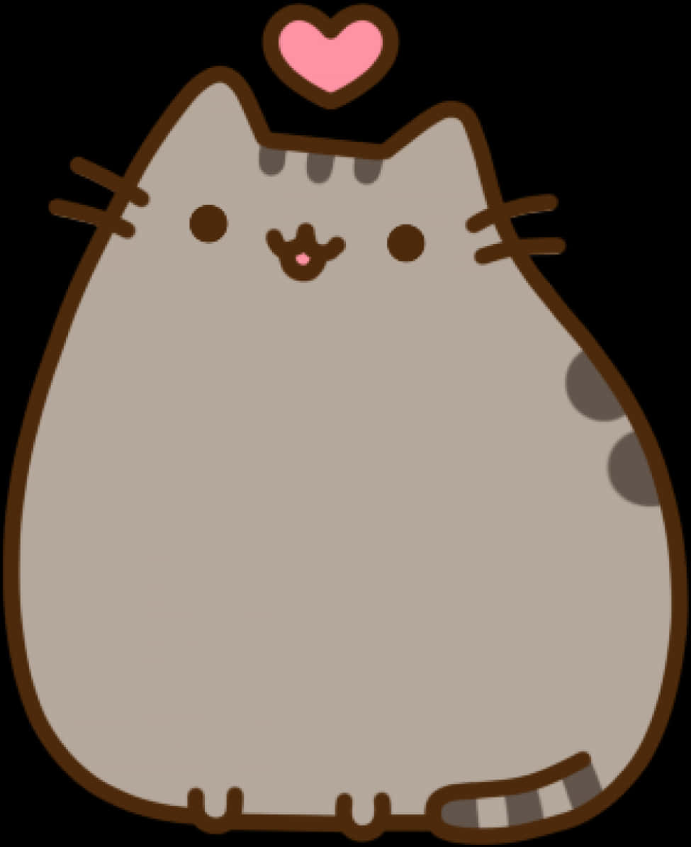 Pusheen Cat With Heart PNG Image