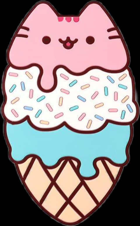 Pusheen Ice Cream Cone PNG Image