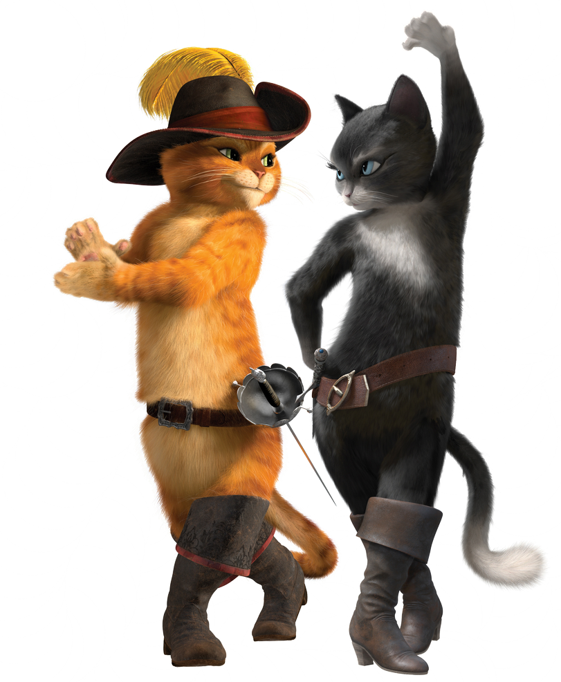 Puss In Bootsand Friend Dancing PNG Image