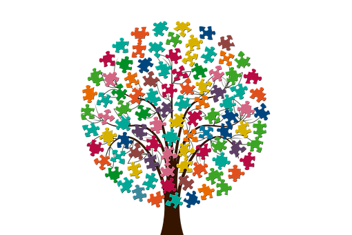 Puzzle Piece Tree Artwork PNG Image