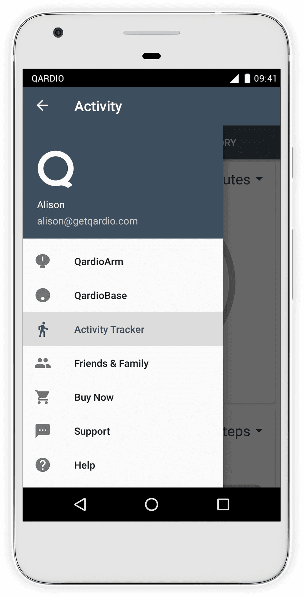 Qardio App Activity Screen PNG Image