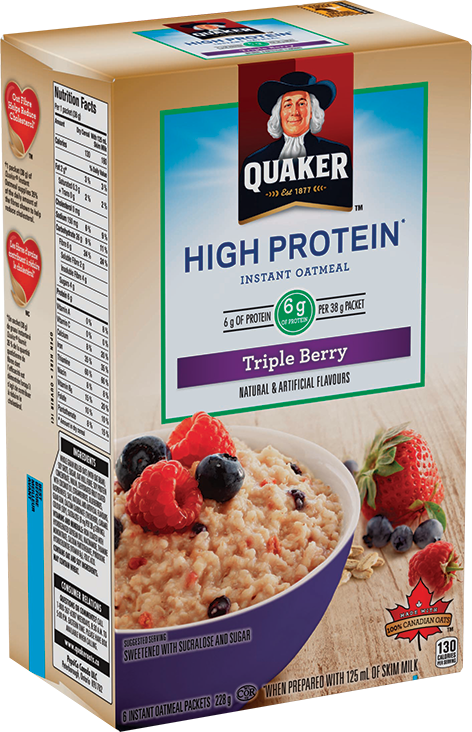 Quaker High Protein Triple Berry Oatmeal Box PNG Image