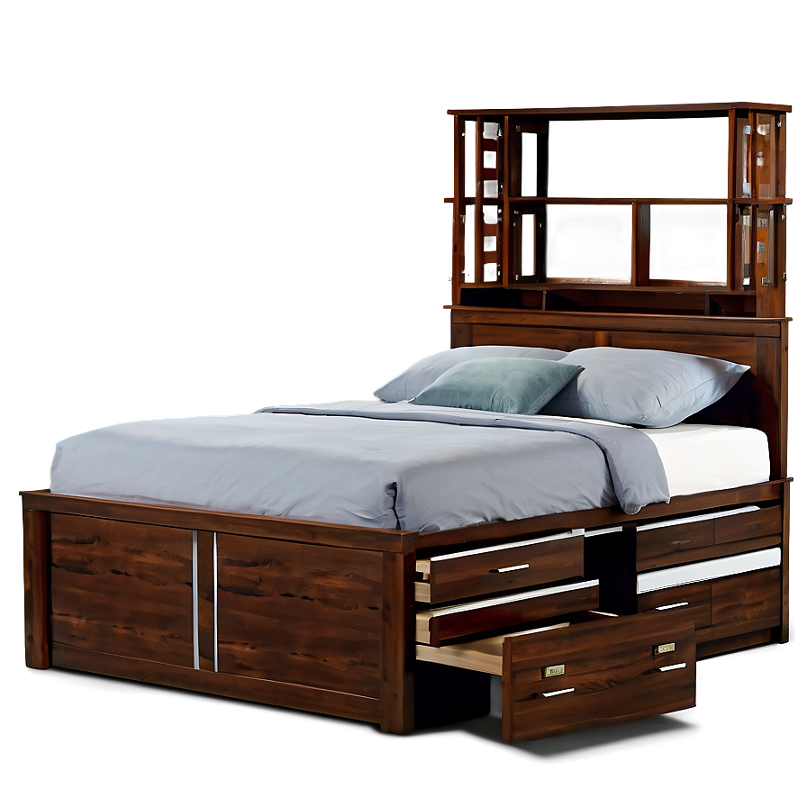 Queen Bed With Storage Png Vfr PNG Image