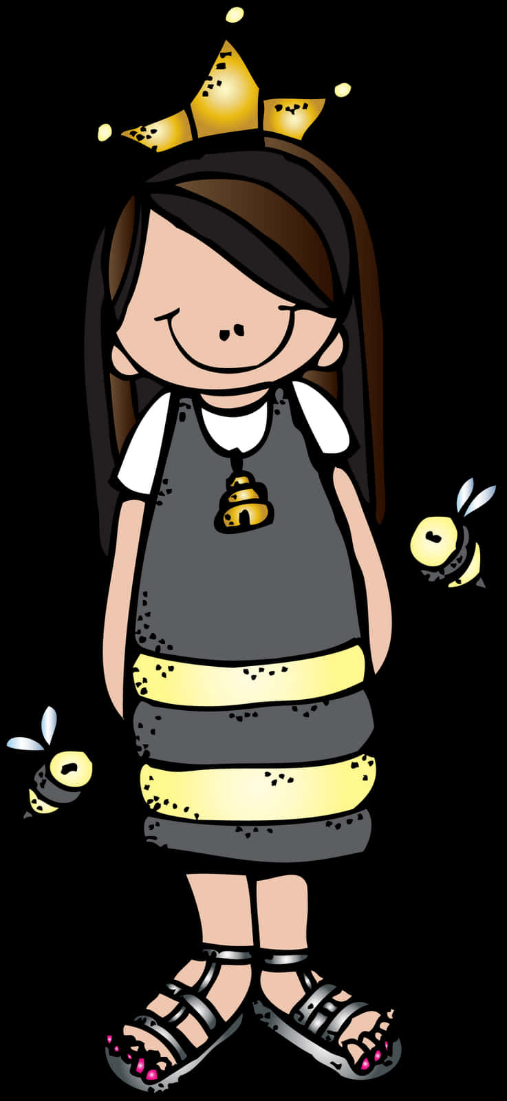 Queen Bee Cartoon Character PNG Image