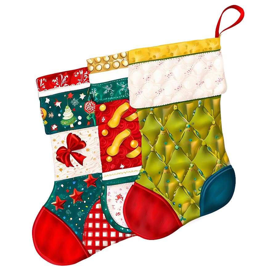 Quilted Christmas Stocking Png 06132024 PNG Image