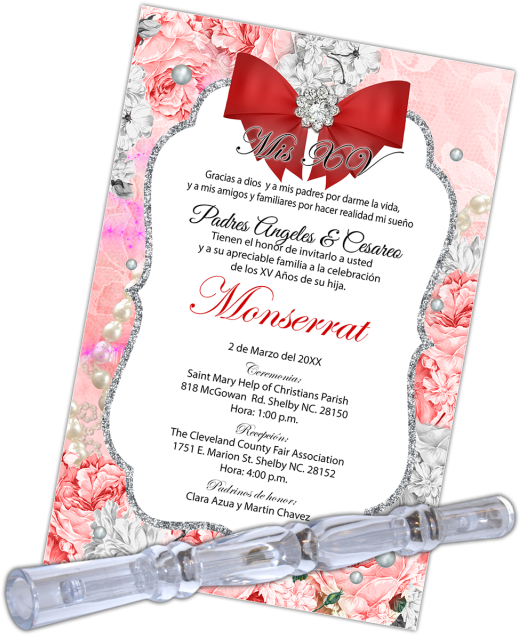 Quinceanera Invitation Card Monserrat PNG Image