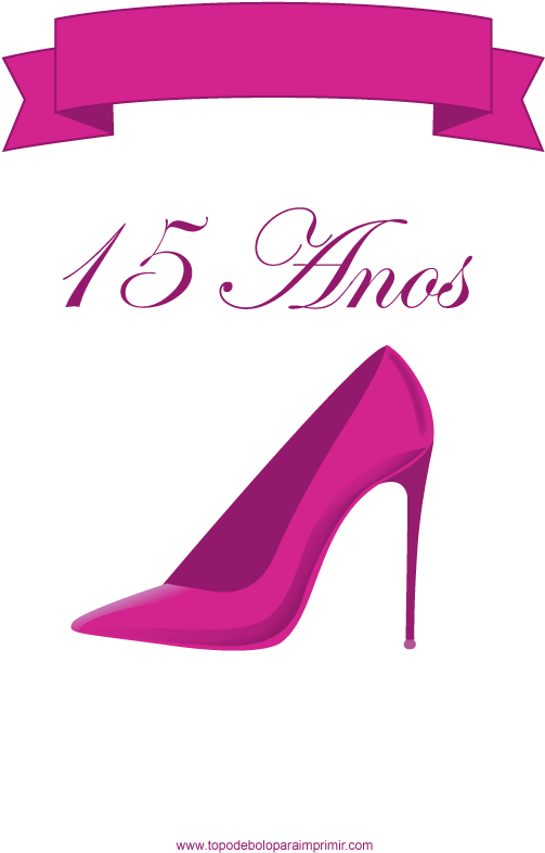 Quinceanera Pink High Heel Invitation PNG Image